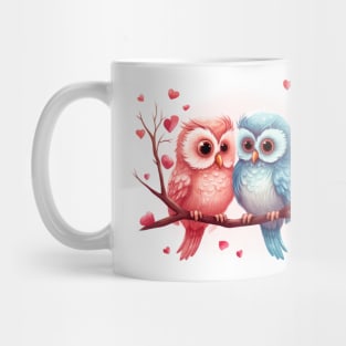 Valentine Kissing Owl Bird Couple Mug